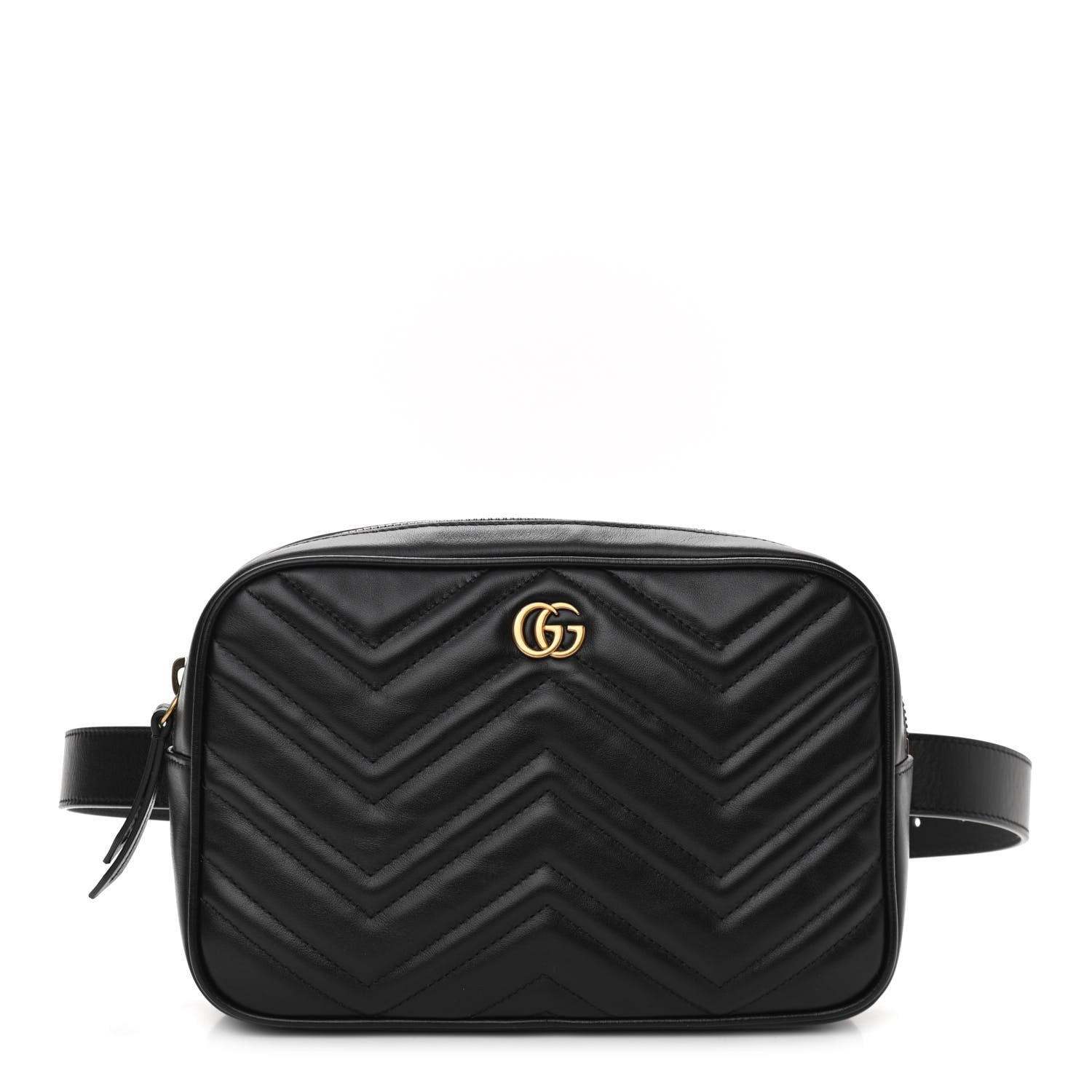 Gucci Calfskin Matelasse Mens GG Marmont Belt Bag 90 36 Black 1 of 10
