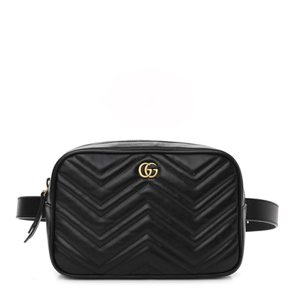 Gucci Calfskin Matelasse Mens GG Marmont Belt Bag 90 36 Black 1 of 10