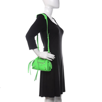 Balenciaga Grained Calfskin Neo Classic Silver Hardware Nano City Crossbody Fluo Green 2 of 10