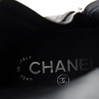 Chanel Calfskin Patent Quilted Cap Toe Short Boots 39.5 Black 8 of 11
