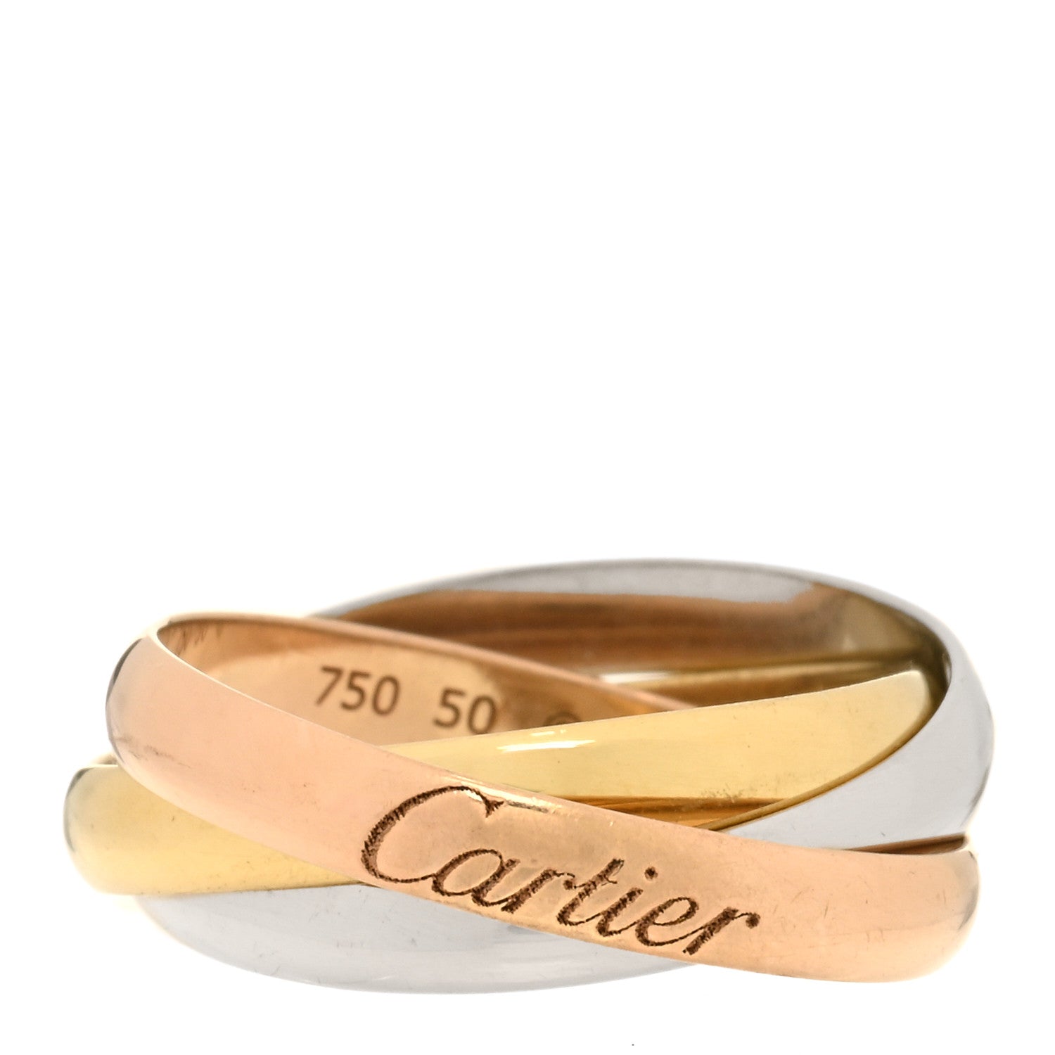 Cartier 18K Pink Yellow White Gold Classic Trinity Ring 50 5.25 1 of 4
