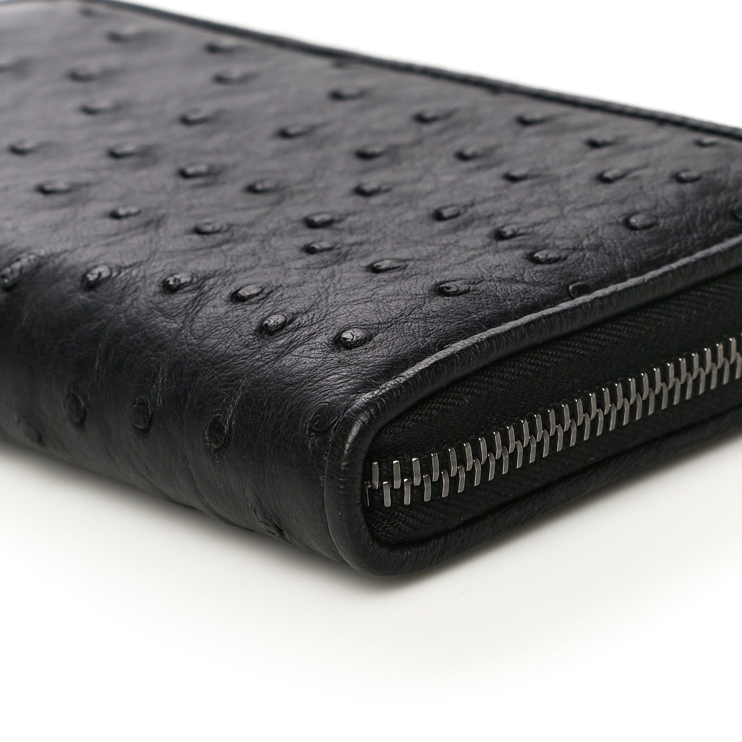 Bottega Veneta Ostrich Zip Around Wallet Black 11 of 11