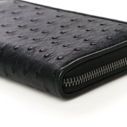 Bottega Veneta Ostrich Zip Around Wallet Black 11 of 11
