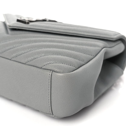 Saint Laurent Sheepskin Matelasse Chevron Monogram Medium College Bag Granite 8 of 8