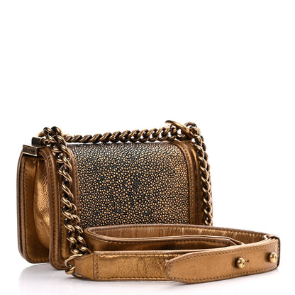 Chanel Galuchat Stingray Mini Boy Flap Gold 2 of 17