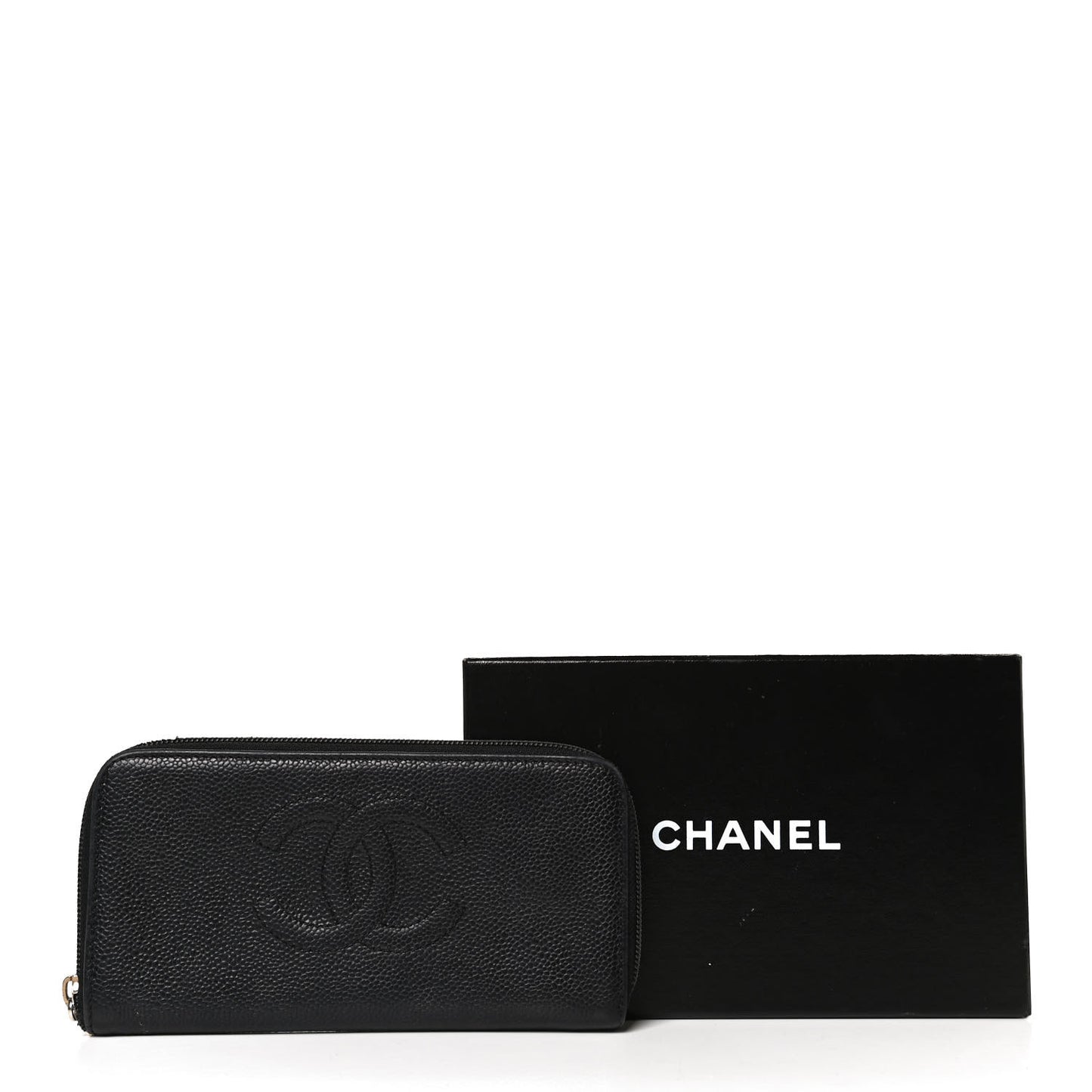 Caviar Large Timeless CC Zip Around Wallet Black