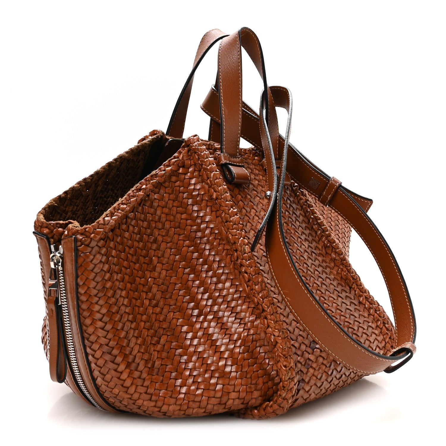 Loewe Calfskin Woven Medium Hammock Shoulder Bag Tan 3 of 13