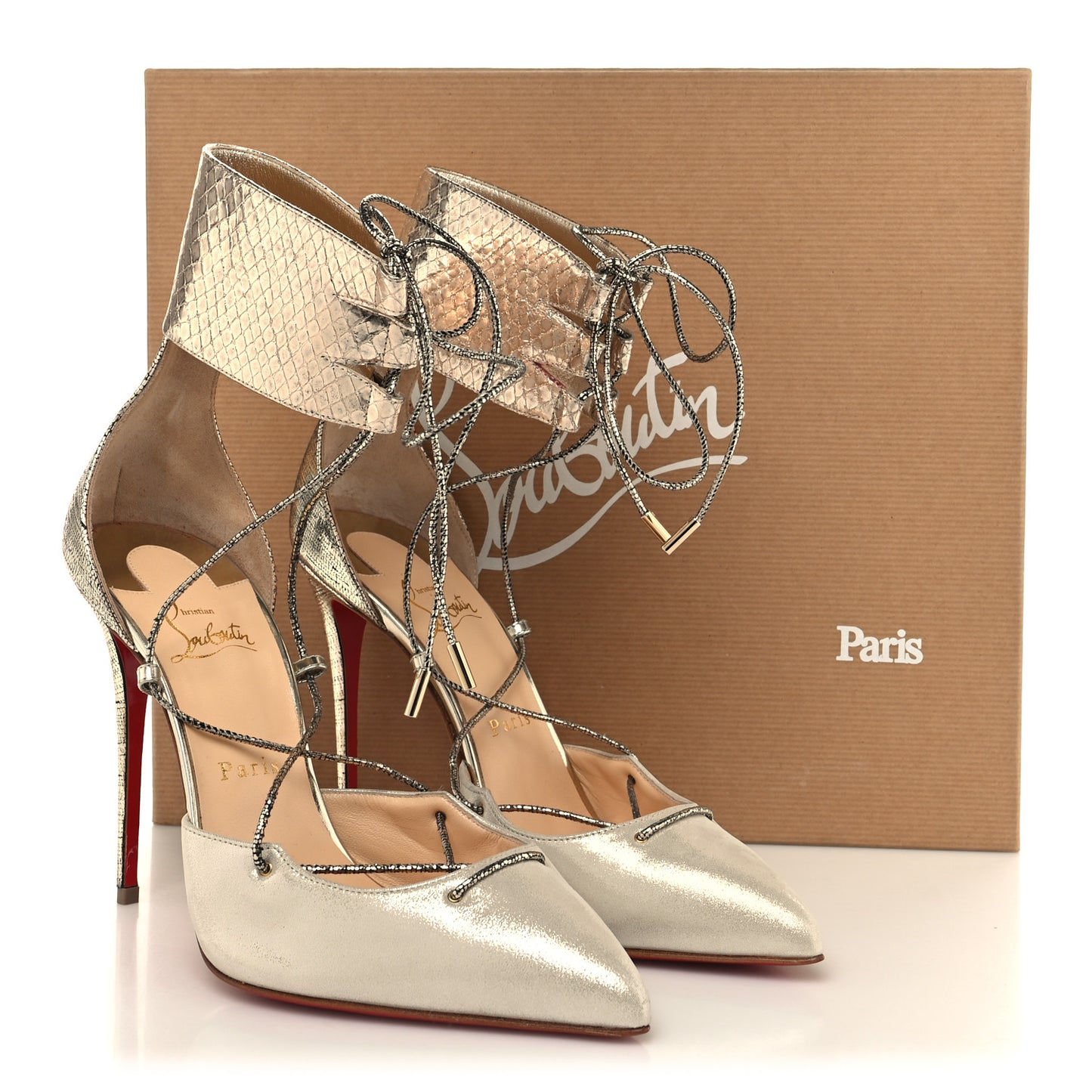 Snakeskin Corsankle Lace Up 100 Pumps 40 Platine