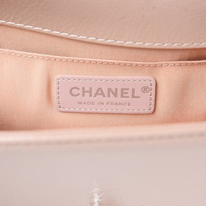 Chanel Distressed Patent Quilted Medium Boy Flap Beige 7 of 11
