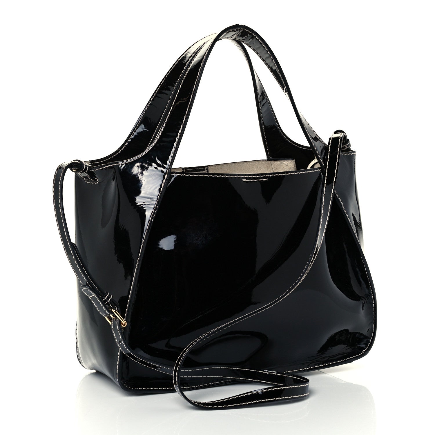 Stella McCartney Patent East West Perforated Tote Black 3 of 12