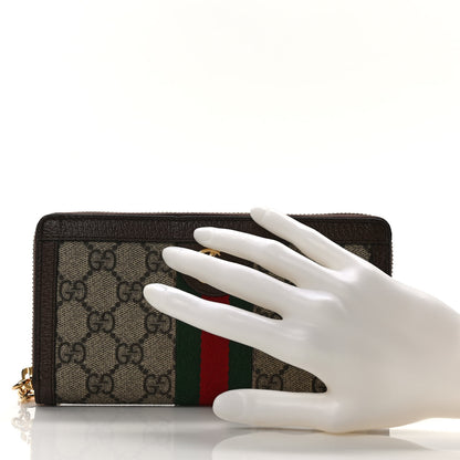 Gucci GG Supreme Monogram Web Ophidia Zip Around Wallet Brown 2 of 7