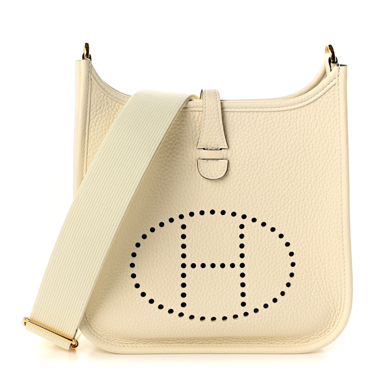 Hermes Taurillon Clemence Evelyne 23 Poche III Cream 1 of 11