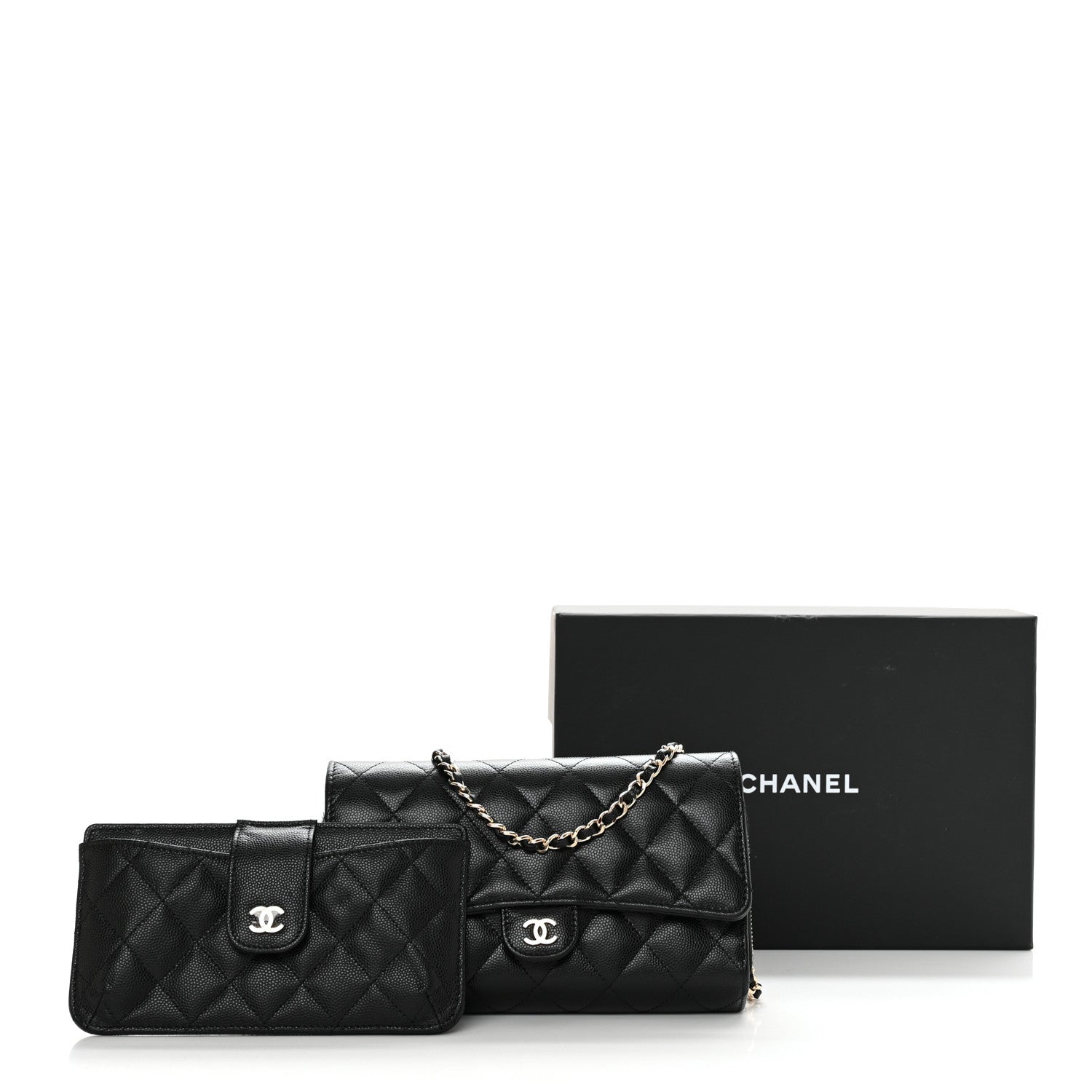 Chanel Caviar Quilted Phone Holder Wallet on Removable Chain Black 13 of 13