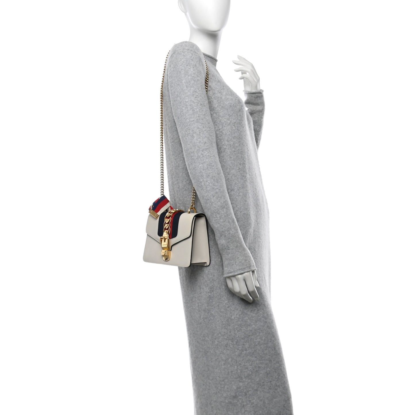 Calfskin Mini Sylvie Chain Shoulder Bag White