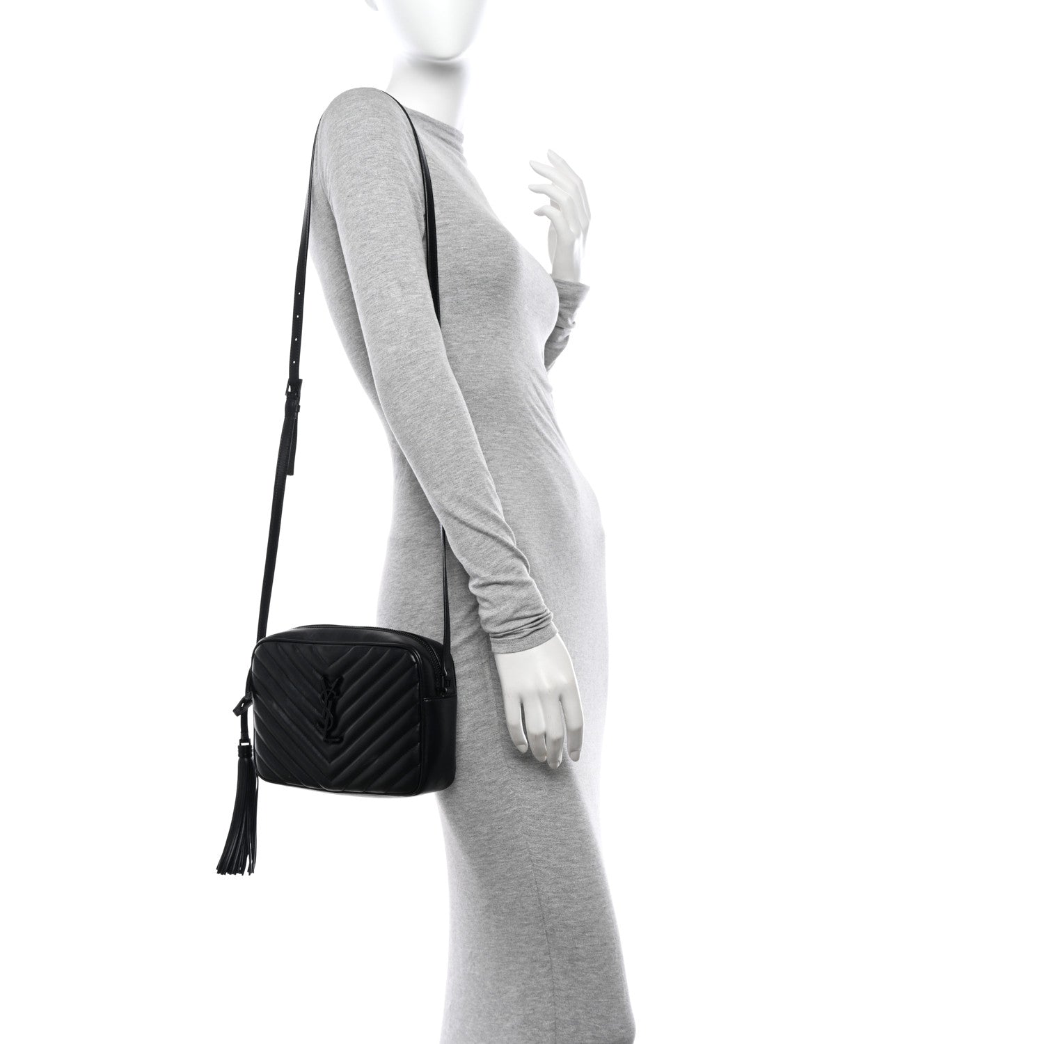 Saint Laurent Calfskin Matelasse Monogram Monochrome Lou Camera Bag Black 2 of 15