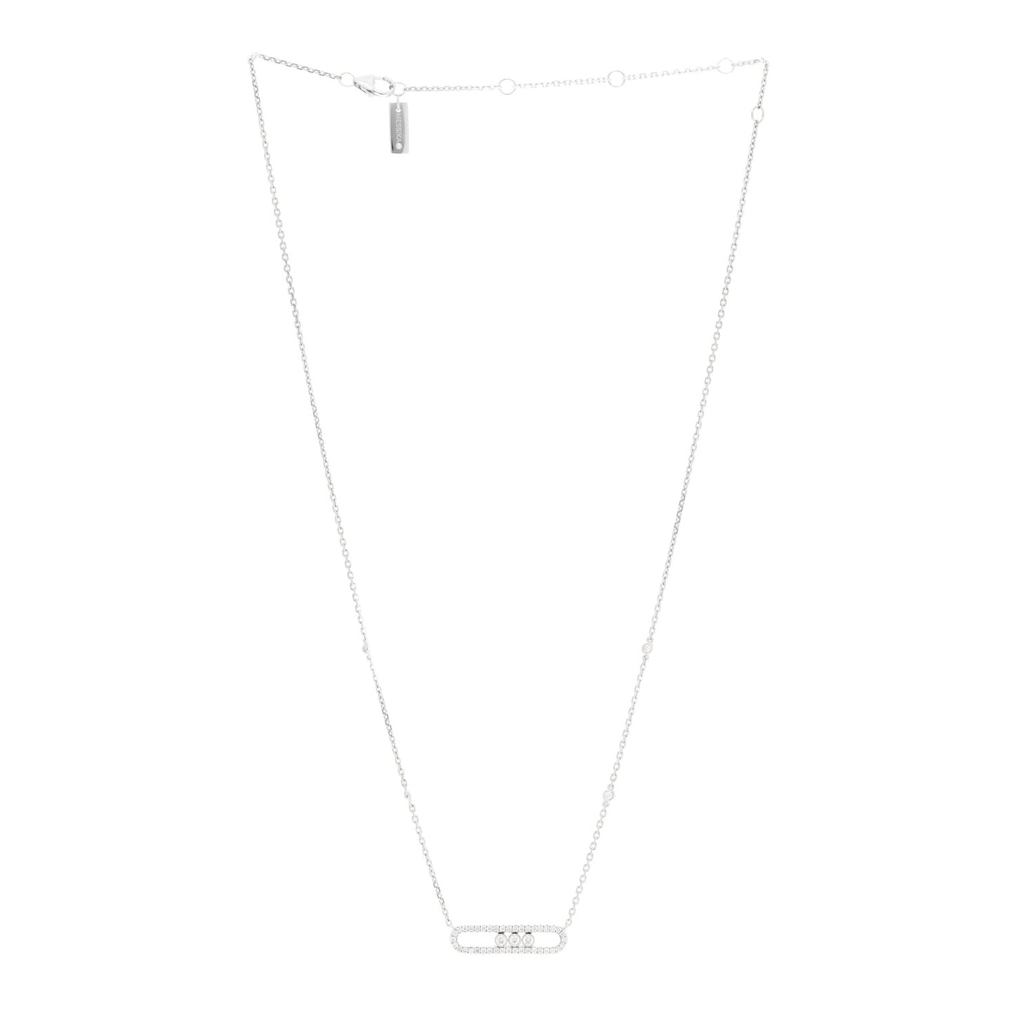 18K White Gold Diamond Baby Move Pave Necklace