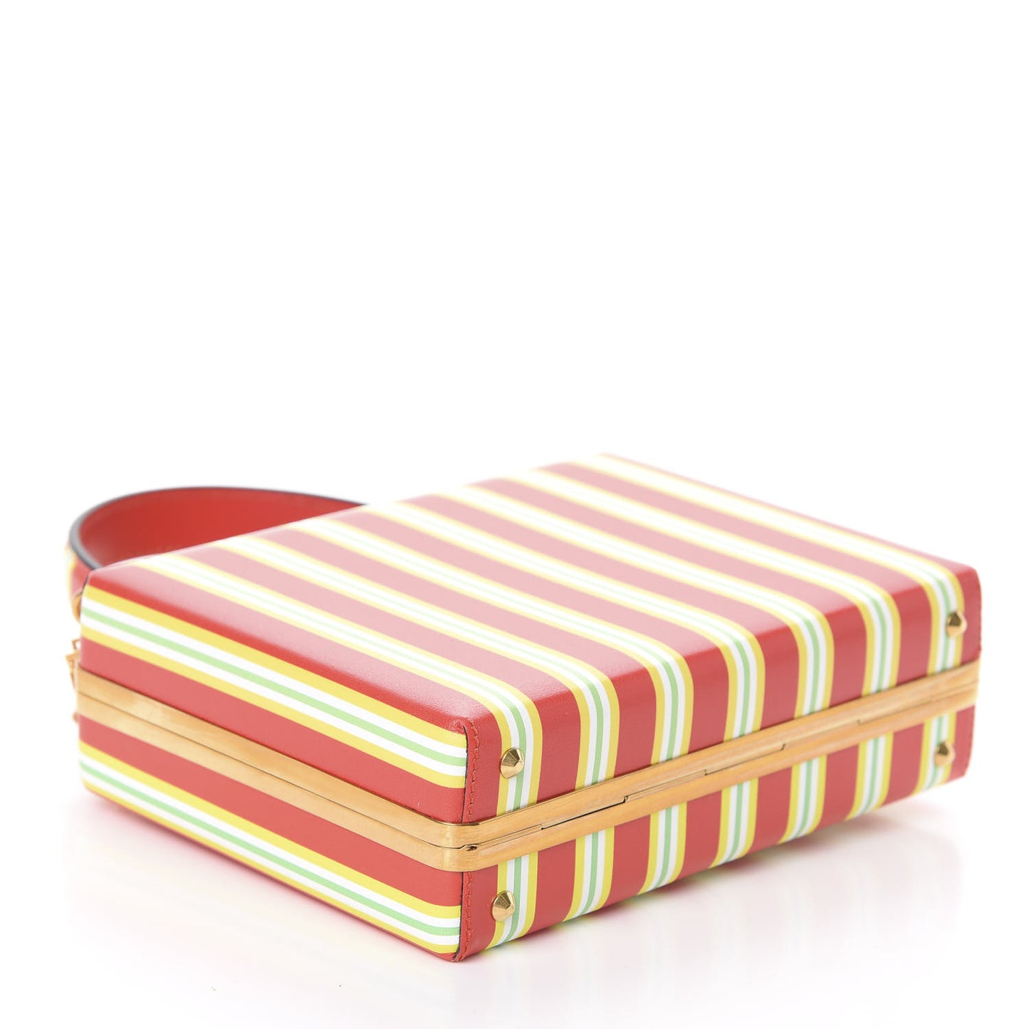 Calfskin Striped Short Handle Bag Rosso