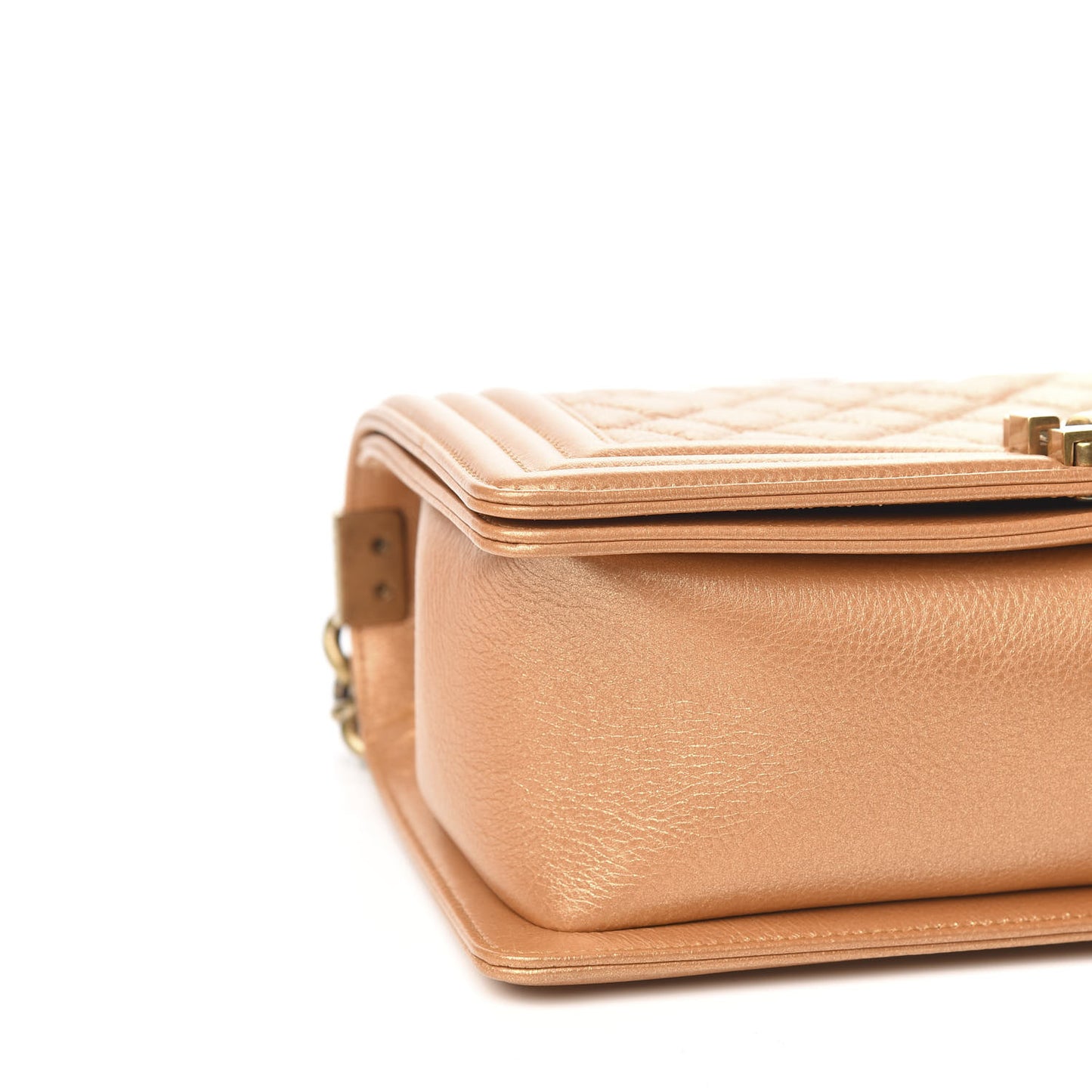 Metallic Calfskin Quilted Medium Boy Flap Gold