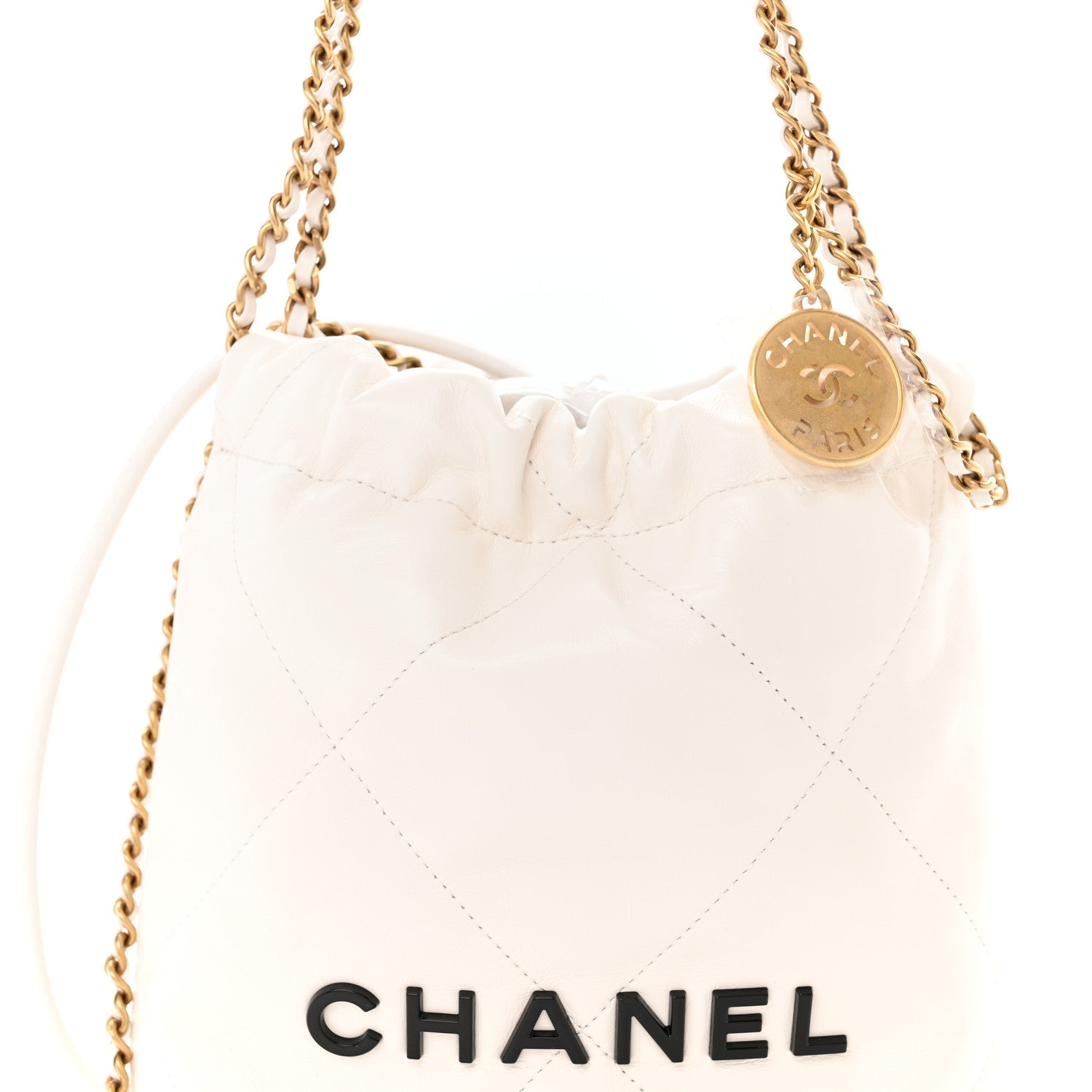 Chanel Shiny Calfskin Quilted Mini Chanel 22 White Black 8 of 11