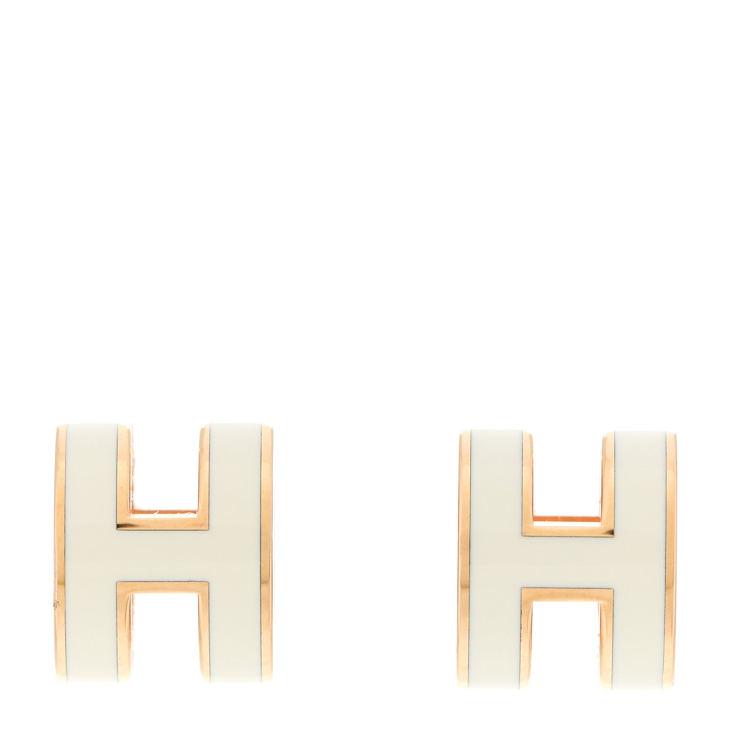 Hermes Rose Gold Lacquered Mini Pop H Earrings White 1 of 6