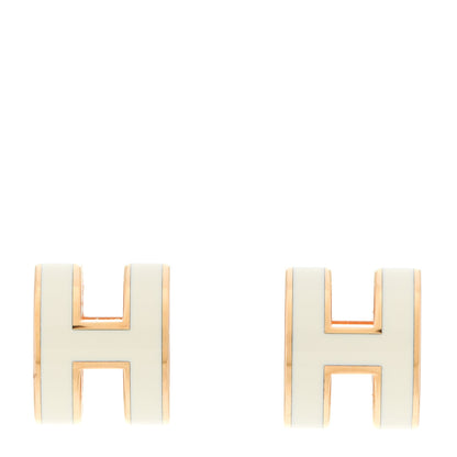 Hermes Rose Gold Lacquered Mini Pop H Earrings White 1 of 6