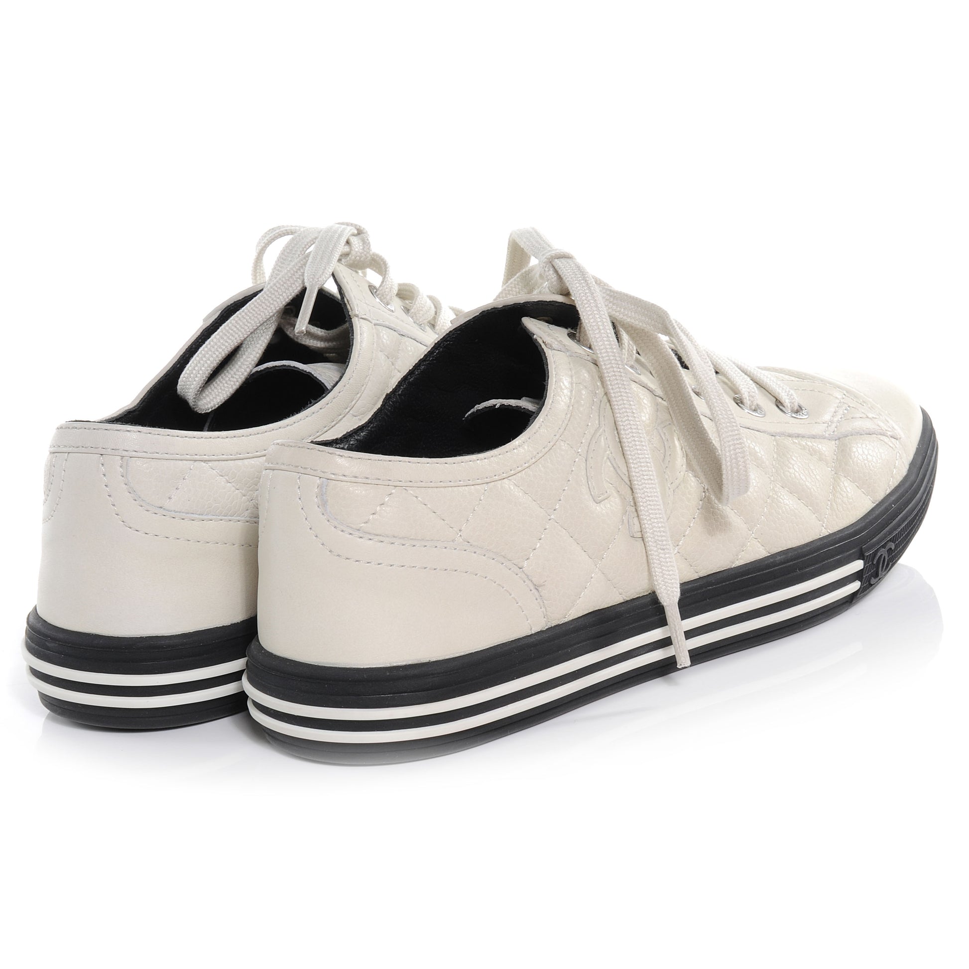 Chanel Caviar Quilted CC Sneakers 36 White 5 of 6