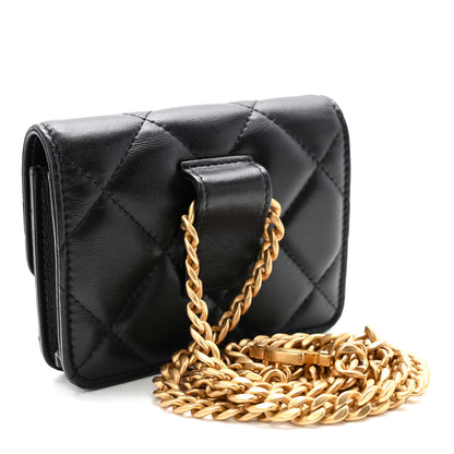 Chanel Lambskin Enamel Quilted Pending CC Flap Belt Bag Black 3 of 11