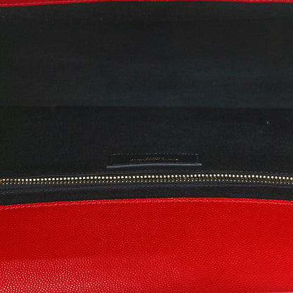 Saint Laurent Grain De Poudre Matelasse Chevron Large Monogram Satchel Lipstick Red 4 of 8