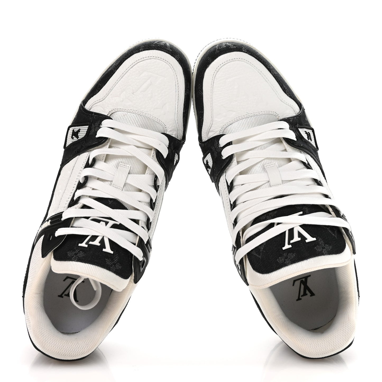 Calfskin Monogram Denim Mens LV Trainer Sneakers 8.5 Black