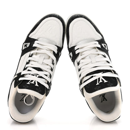 Louis Vuitton Calfskin Monogram Denim Mens LV Trainer Sneakers 8.5 Black 2 of 9
