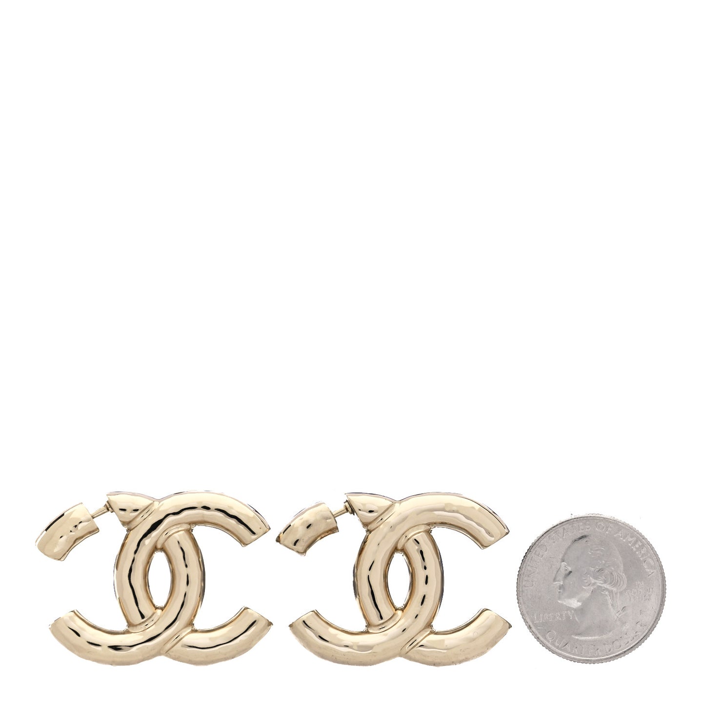 Metal Large CC Earrings Light Gold