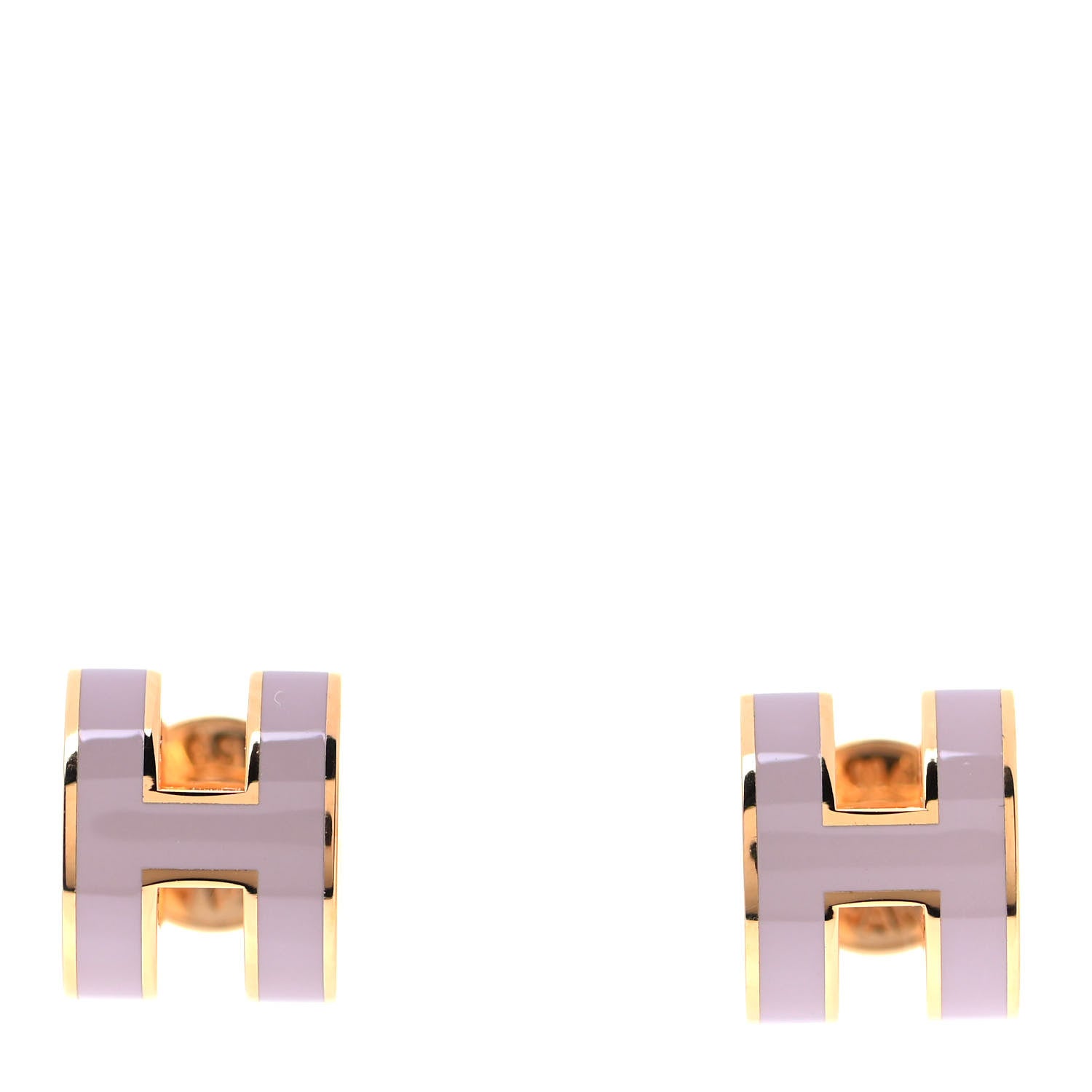 Hermes Gold Lacquered Mini Pop H Earrings Marron Glace 1 of 4