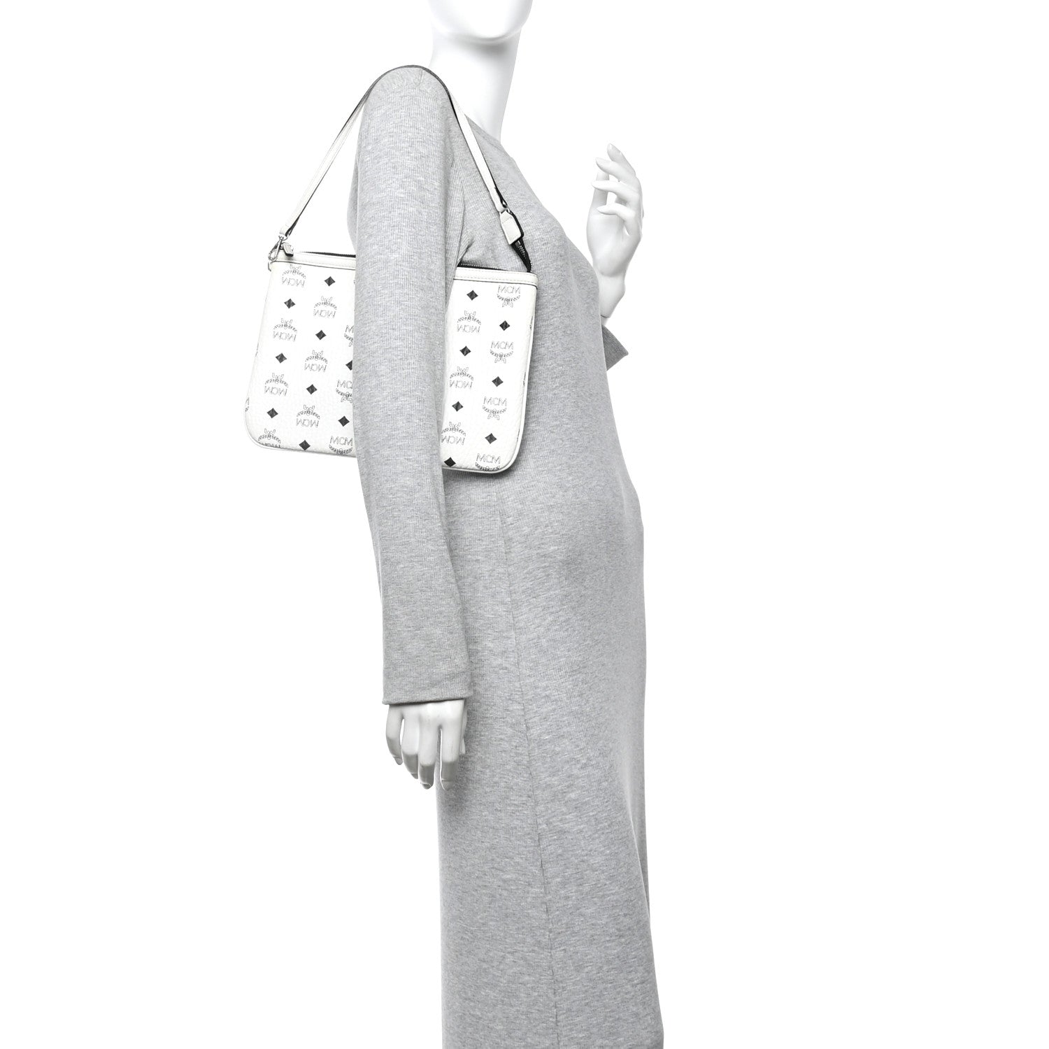 MCM Visetos Liz Shopper Tote Pouch White 2 of 10