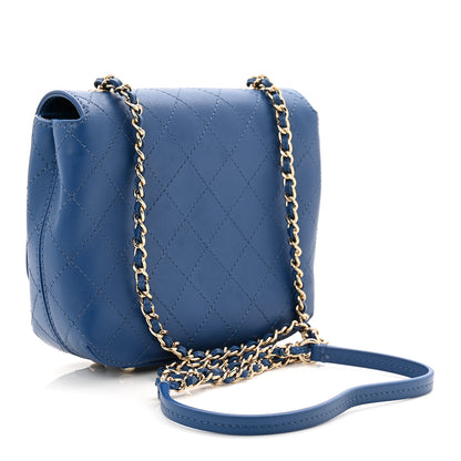Chanel Calfskin Stitched Small Covered CC Flap Bag Blue 3 of 10