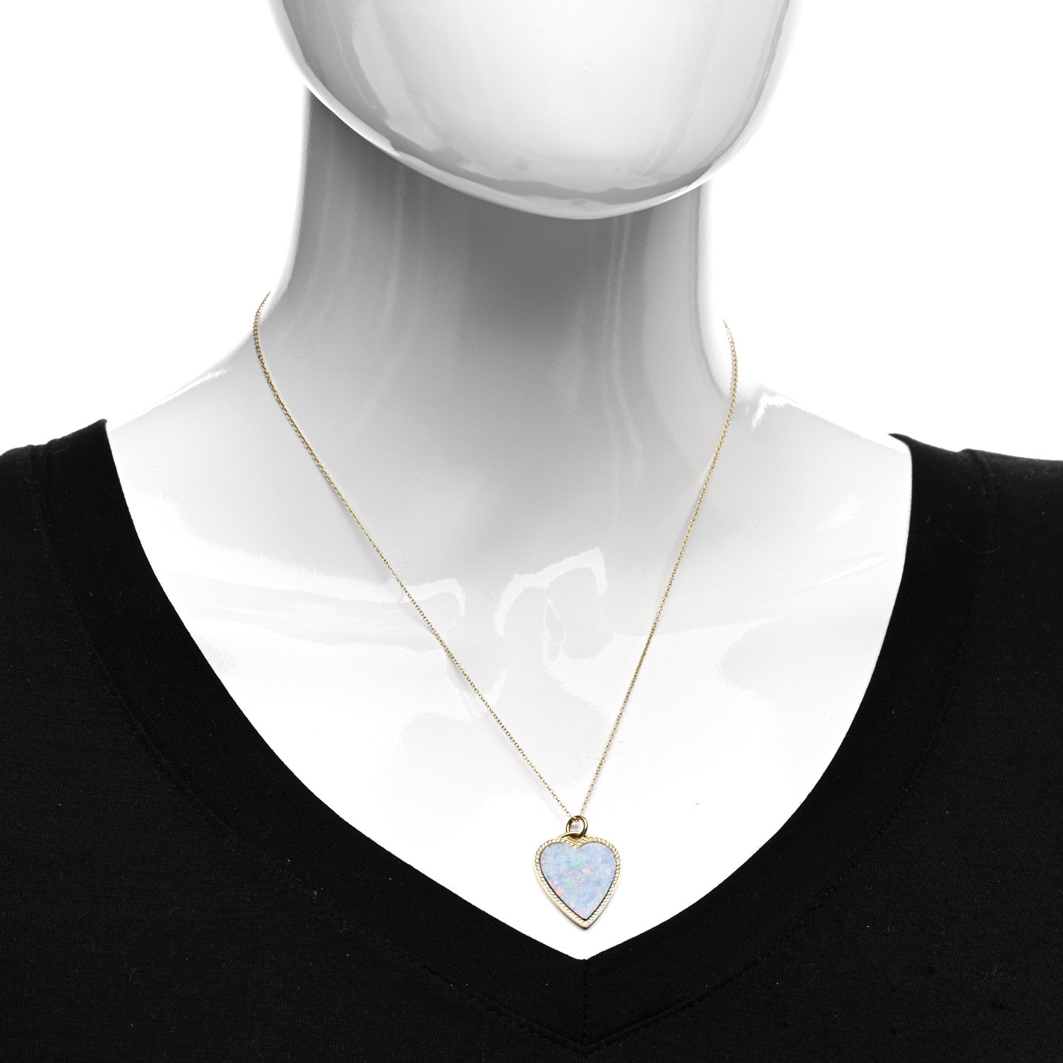 Jennifer Meyer 18K Yellow Gold Diamond Red Boulder Opal Heart Pendant Necklace 2 of 5