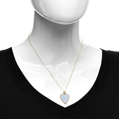 Jennifer Meyer 18K Yellow Gold Diamond Red Boulder Opal Heart Pendant Necklace 2 of 5