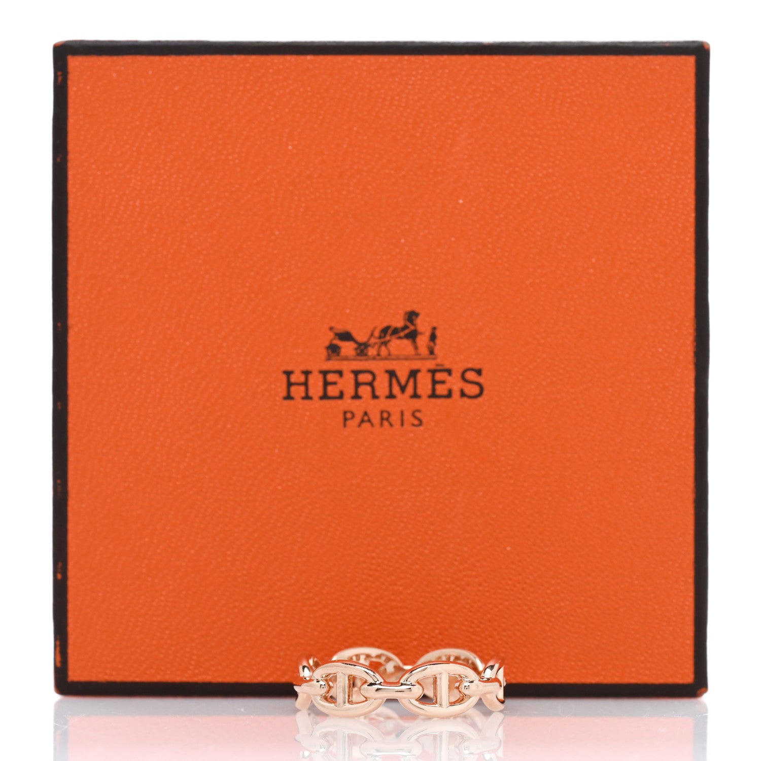 Hermes 18K Rose Gold PM Chaine d'Ancre Enchainee Ring 55 7.25 5 of 5