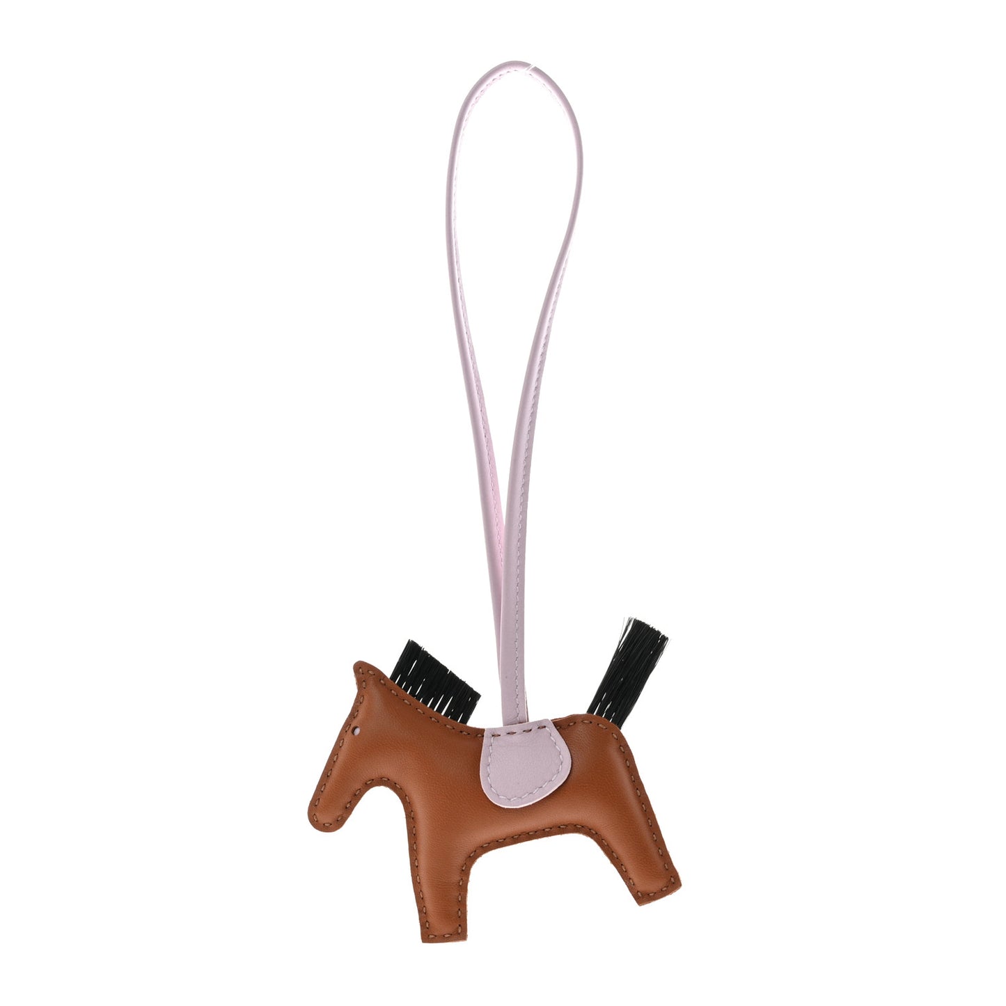 Milo Lambskin Horse Hair Grigri Rodeo Horse Bag Charm PM Gold Mauve Pale Black