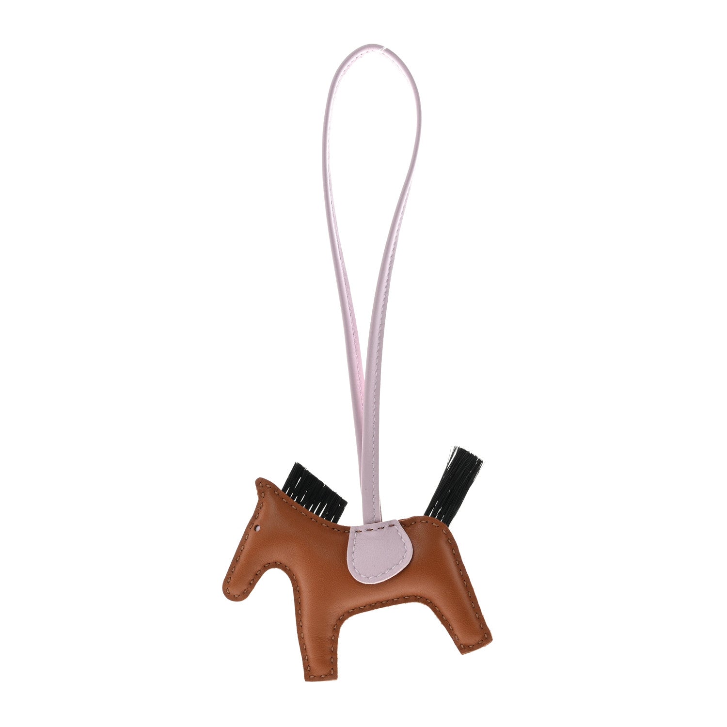 Hermes Milo Lambskin Horse Hair Grigri Rodeo Horse Bag Charm PM Gold Mauve Pale Black 1 of 5