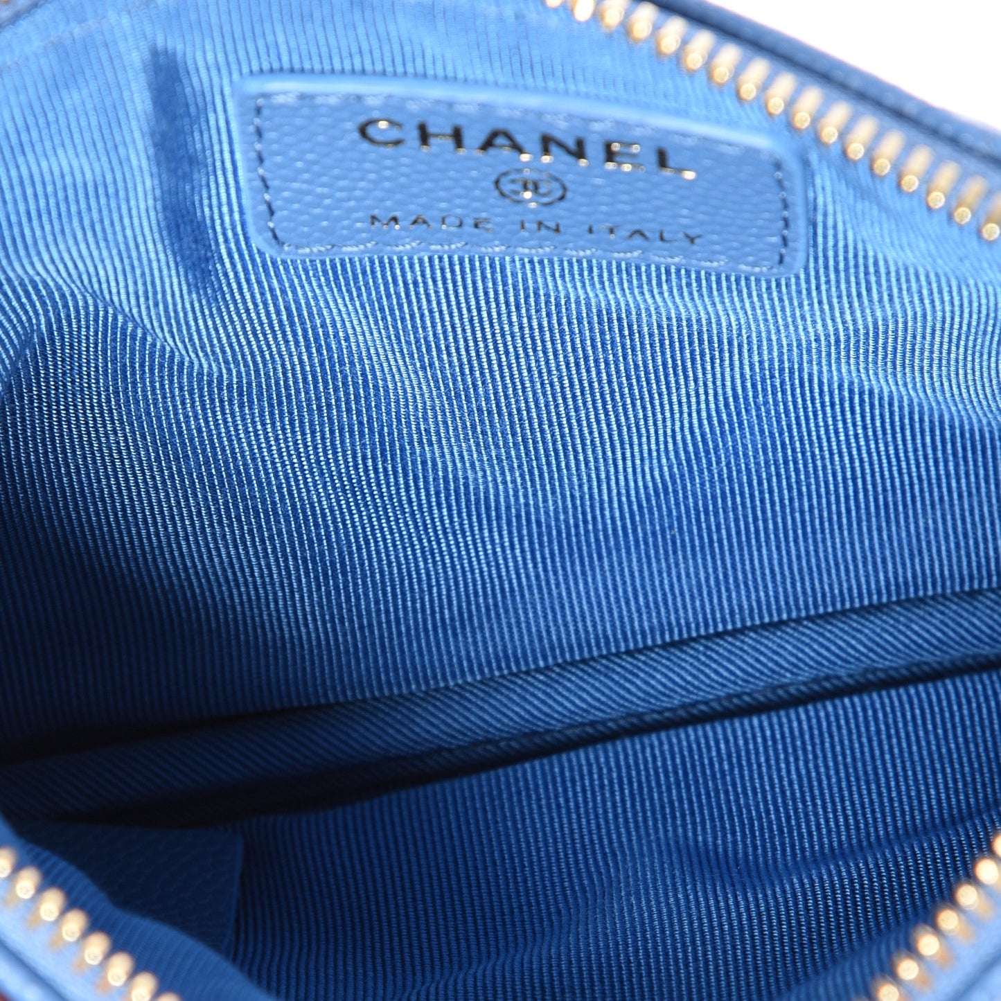 Caviar Quilted Small Cosmetic Case Blue