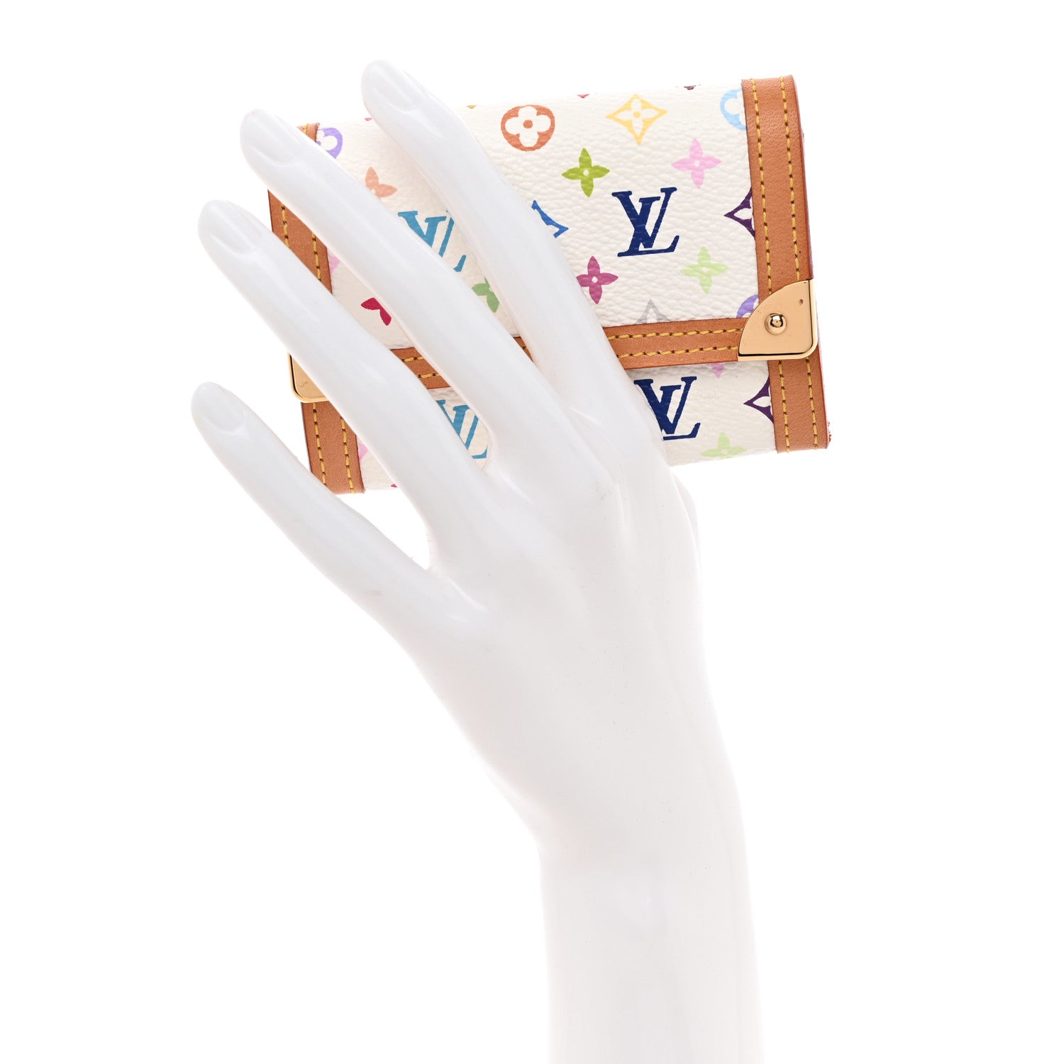 Louis Vuitton Monogram Multicolor Porte-Monnaie Plat Coin Purse White 2 of 6