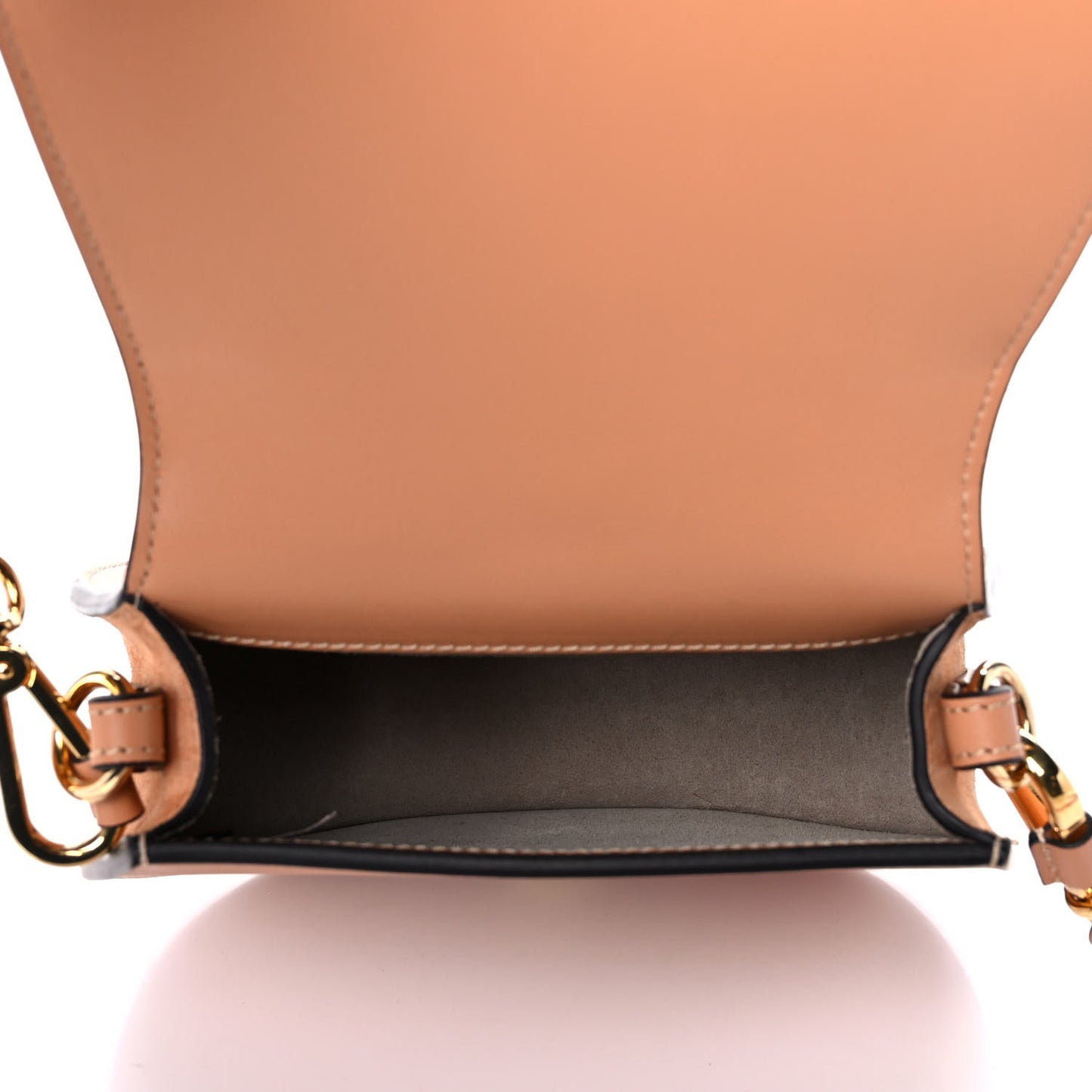 Calfskin Suede Quilted Small Nile Bracelet Bag Caramel
