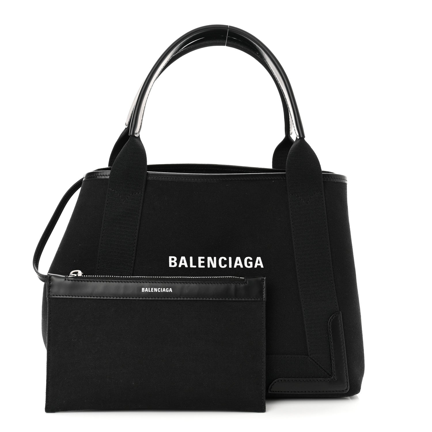 Balenciaga Cotton Canvas Calfskin S Navy Cabas Black 1 of 11