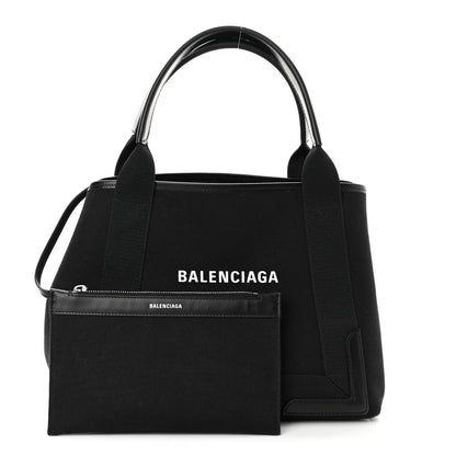 Balenciaga Cotton Canvas Calfskin S Navy Cabas Black 1 of 11