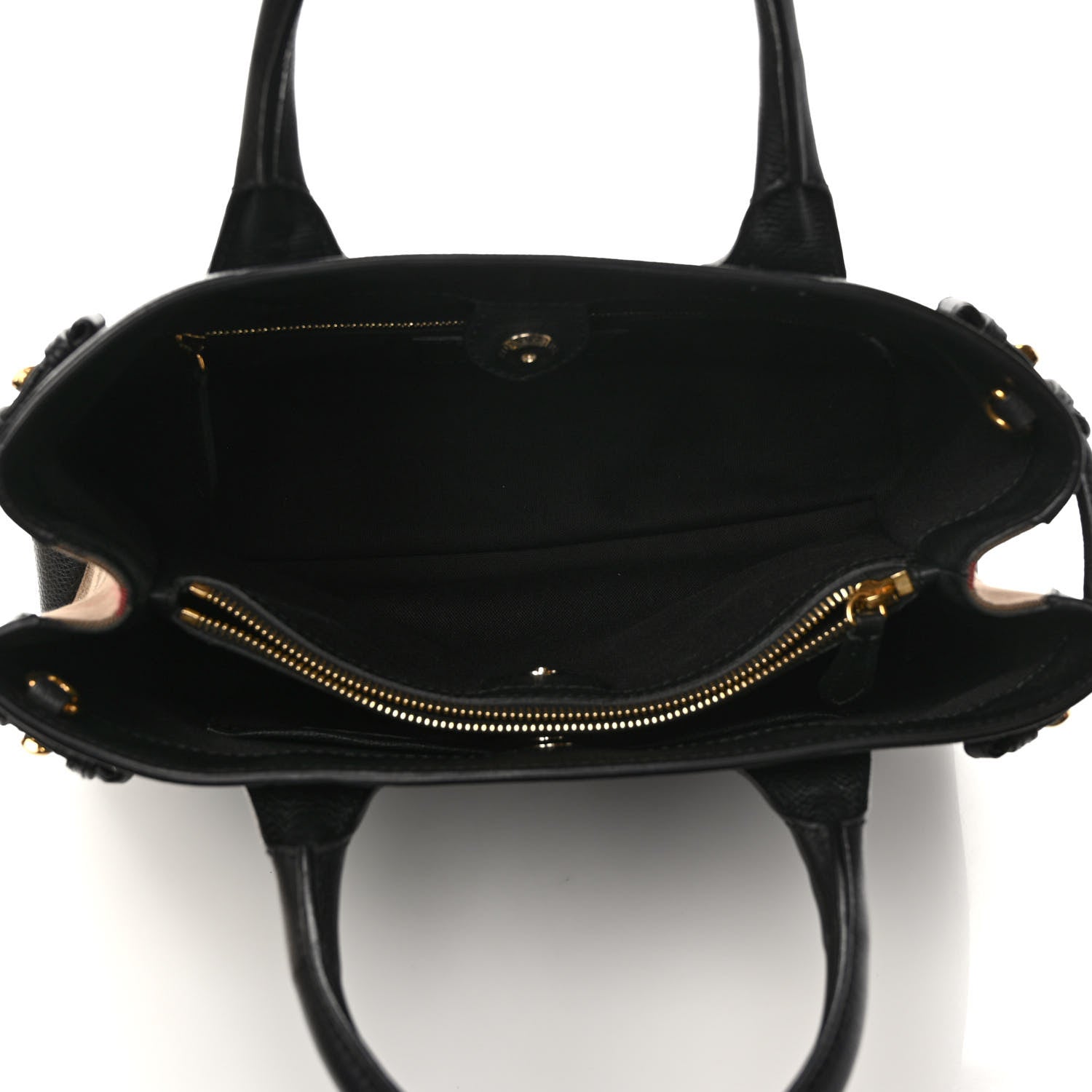Burberry Derby Calfskin House Check Medium Banner Tote Black 5 of 9