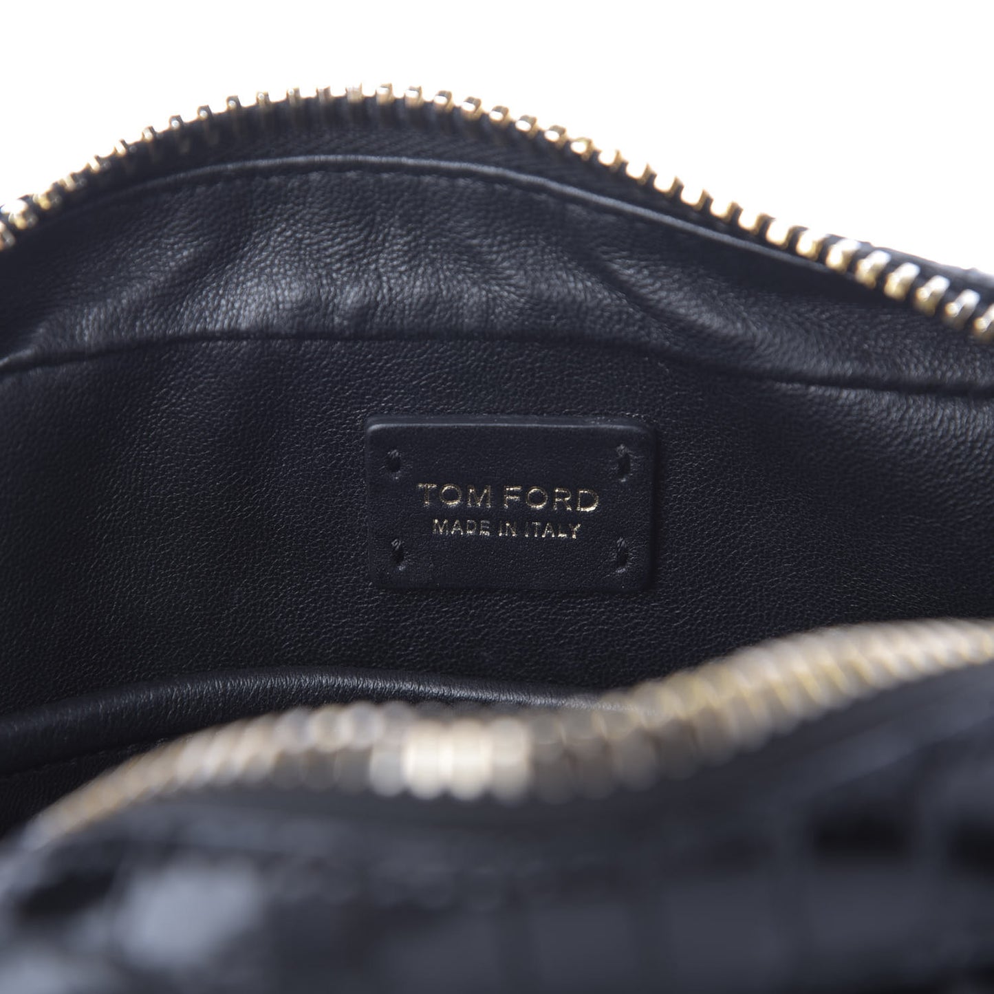 Crocodile Embossed Calfskin T Twist Camera Bag Black