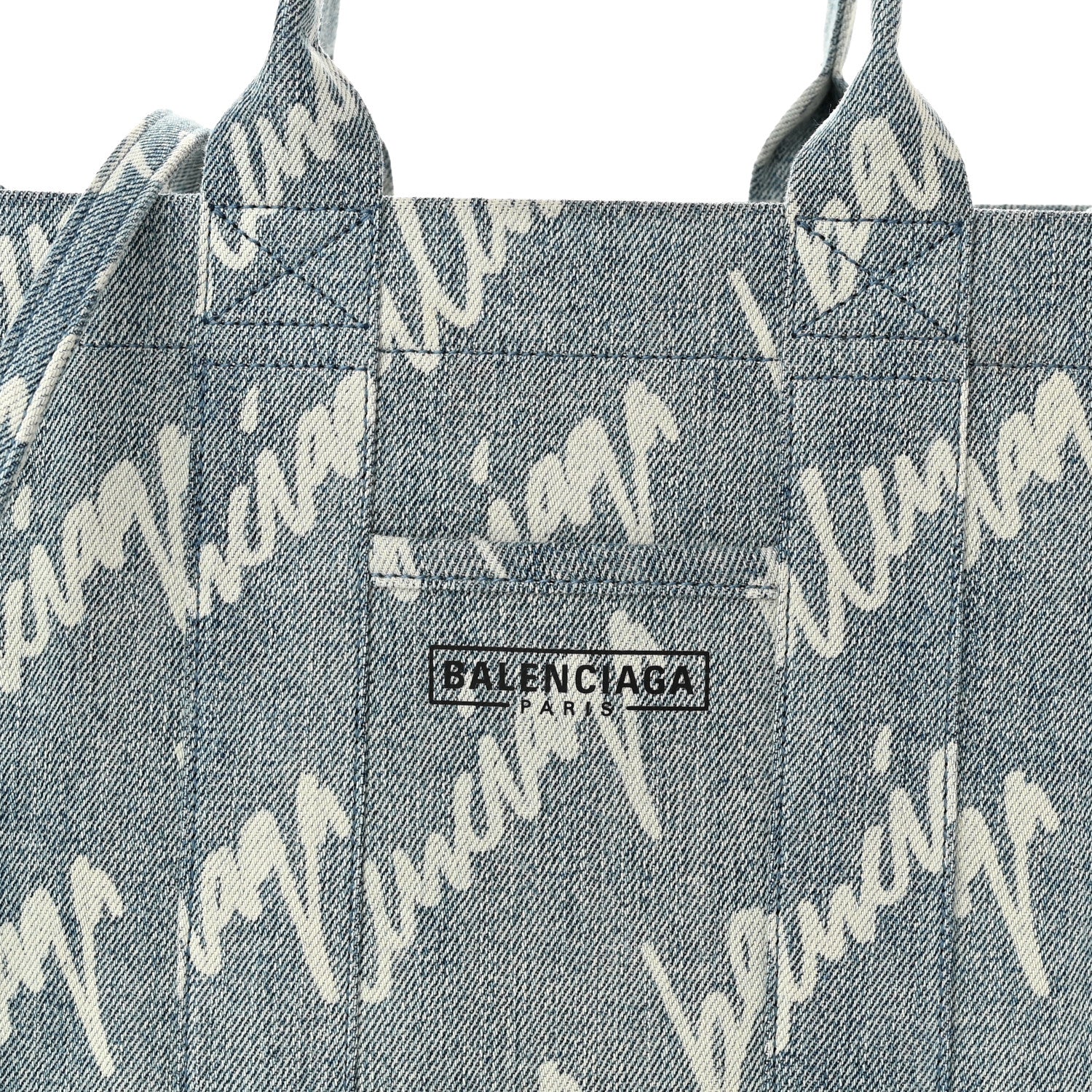 Balenciaga Denim Scribble Logo Small Hardware Tote Blue 7 of 9