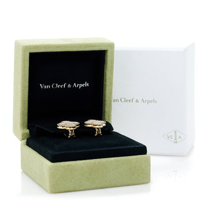 Van Cleef & Arpels 18K Yellow Gold Mother of Pearl Vintage Alhambra Earrings 5 of 5