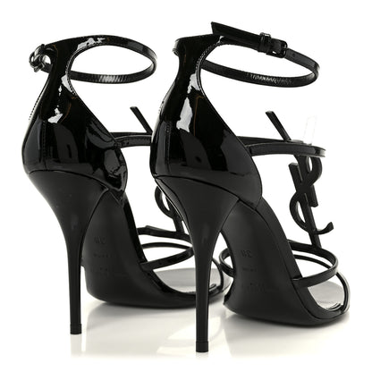 Saint Laurent Vernice Chiffon Cassandra 100 Ankle Strap Sandals 38 Black 5 of 10