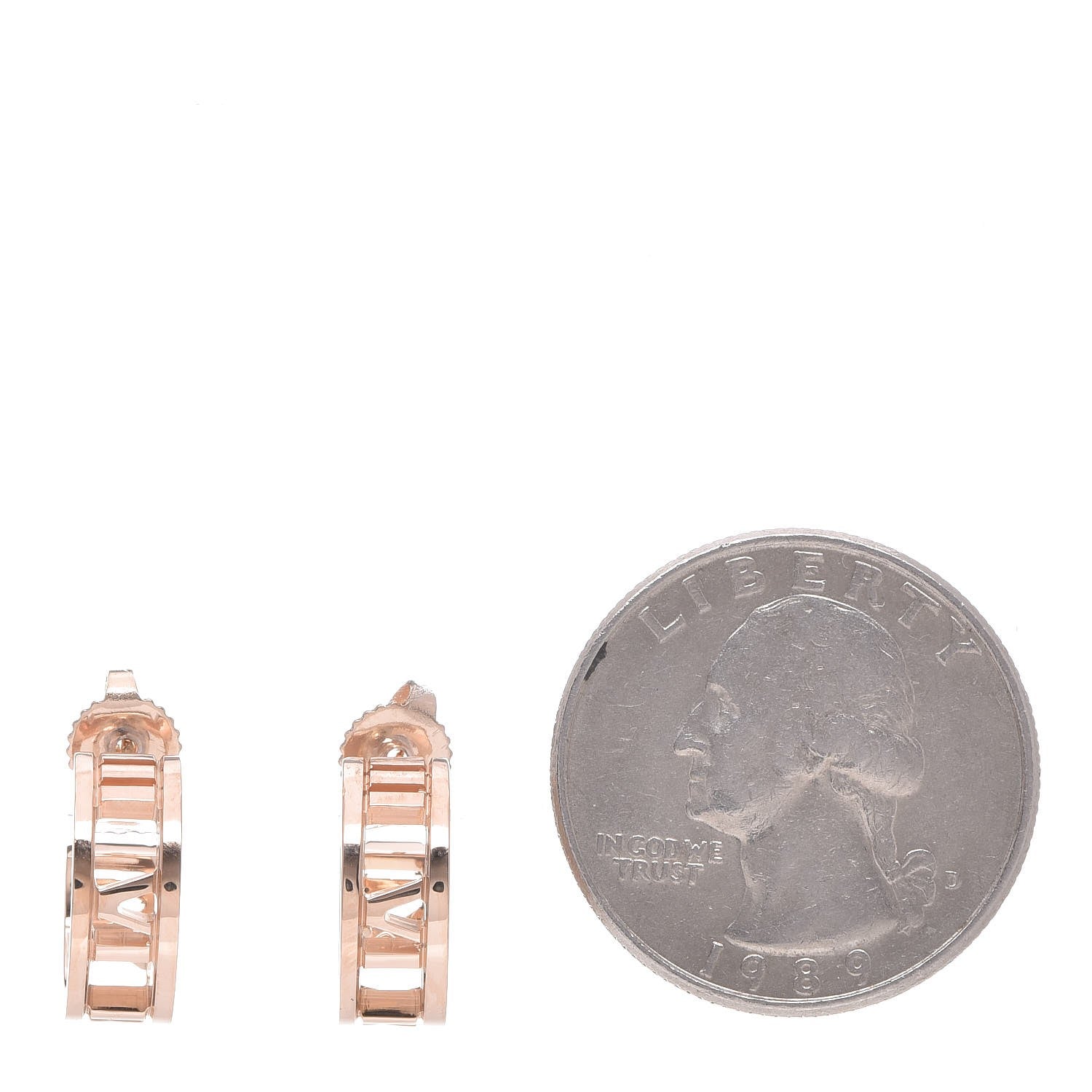 Tiffany 18K Rose Gold Mini Atlas Hoop Earrings 2 of 5